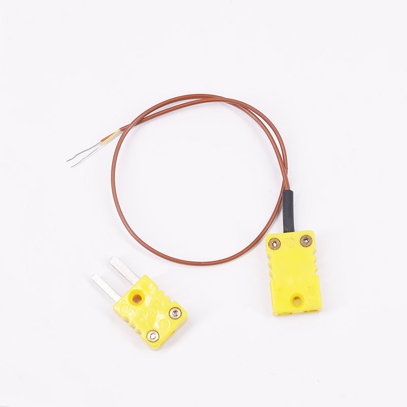 Bruine PTFE-omhulde temperatuurmeting 2-draads thermokoppel verlengkabel met thermokoppelstekker voor direct contact K-type sensor