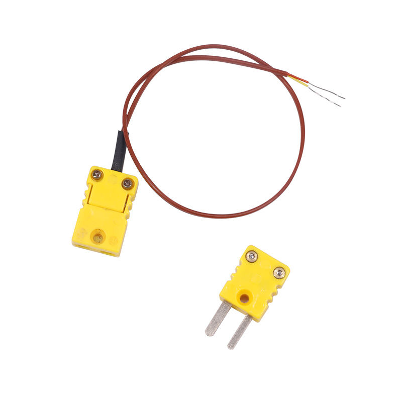 Bruine PTFE-omhulde temperatuurmeting 2-draads thermokoppel verlengkabel met thermokoppelstekker voor direct contact K-type sensor